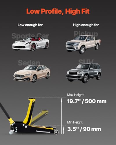 3 Ton Low Profile Aluminum Steel Racing Floor Jack with Dual Pistons Quick Lift Pump W2260