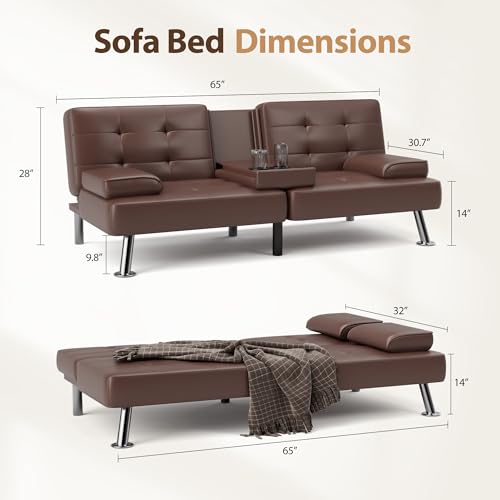 Dark Gray Linen Fabric Reversible Convertible Sofa Bed with Storage Chaise P525