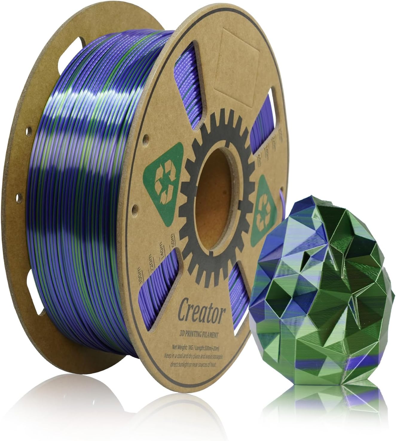 Extra 1KG Silk PLA Blue Green Filament 3D Printer N84471
