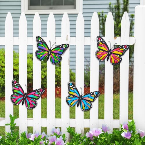 4 Pack 9.8in Metal Butterflies Wall Sculpture T26954
