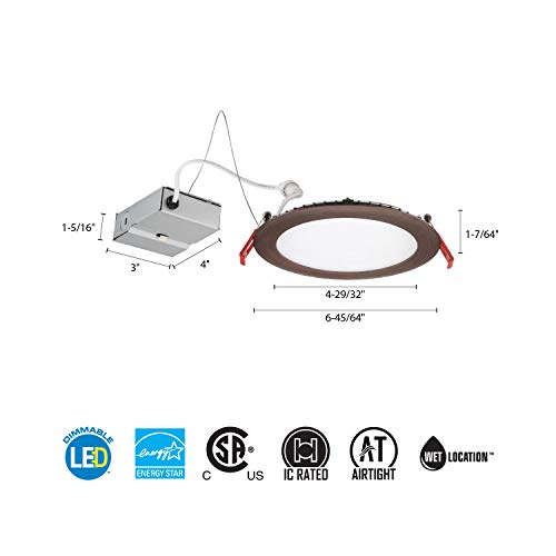 LED Color Temperature Selectable Ultra Thin Recessed Downlight, White, 6 inch W295