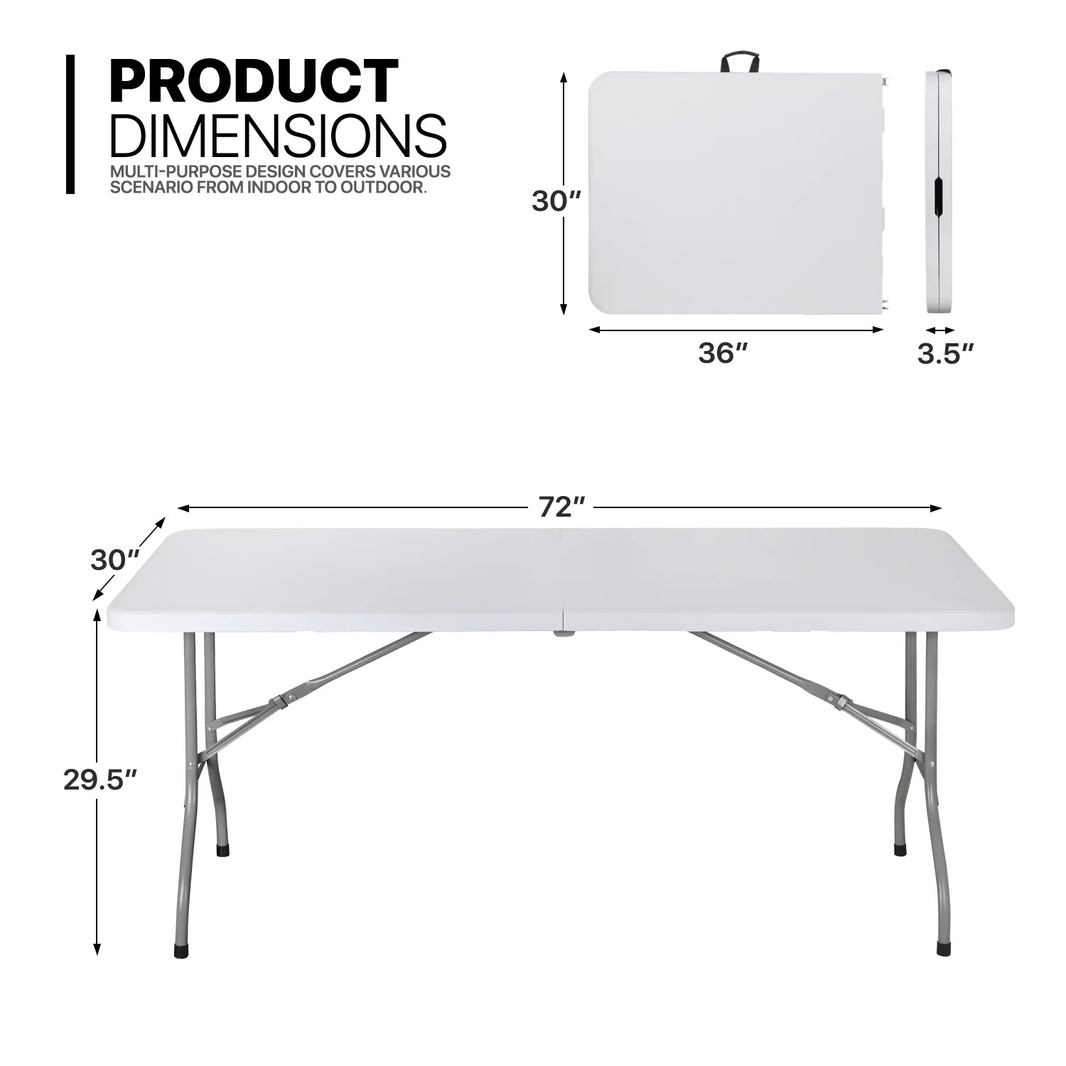 11-Piece 6 Ft Folding Dining Table with Chairs Set, White J149784