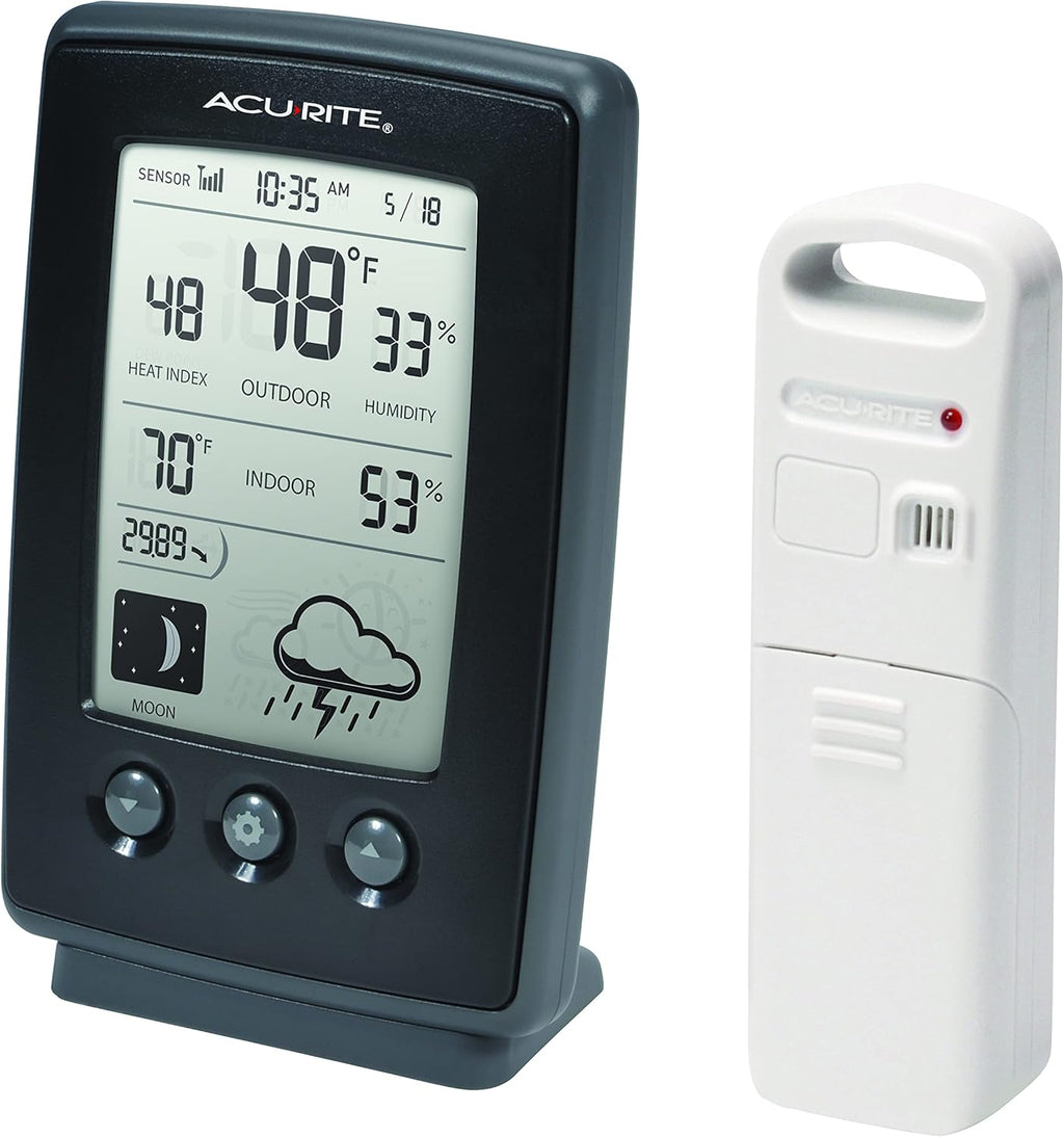 Black Digital Weather Forecaster with Indoor/Outdoor Temperature and Humidity H2441