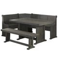 Gray Wood Dining Table Set with Corner Storage Bench P2426