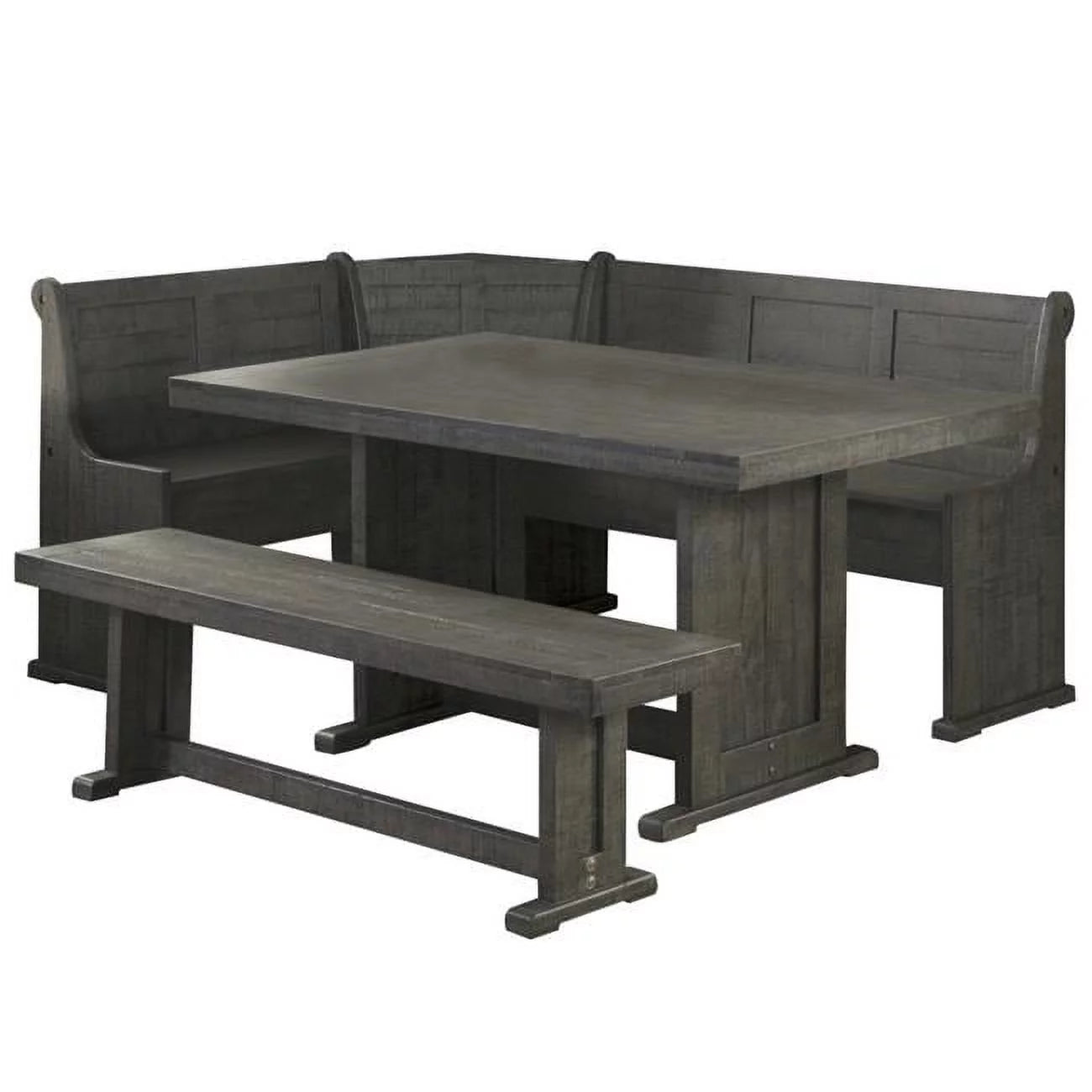 Gray Wood Dining Table Set with Corner Storage Bench P2426