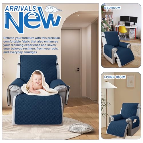 Waterproof Recliner Covers with 5 Pockets, Elastic Straps, Washable Recliner Protector, Chocolate A126540