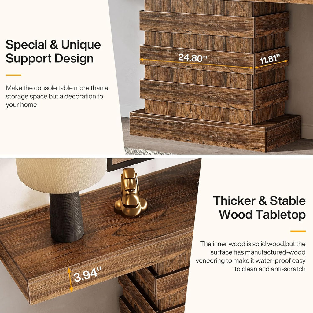 Rustic Brown 63-Inch Long Wooden Console Table T848537
