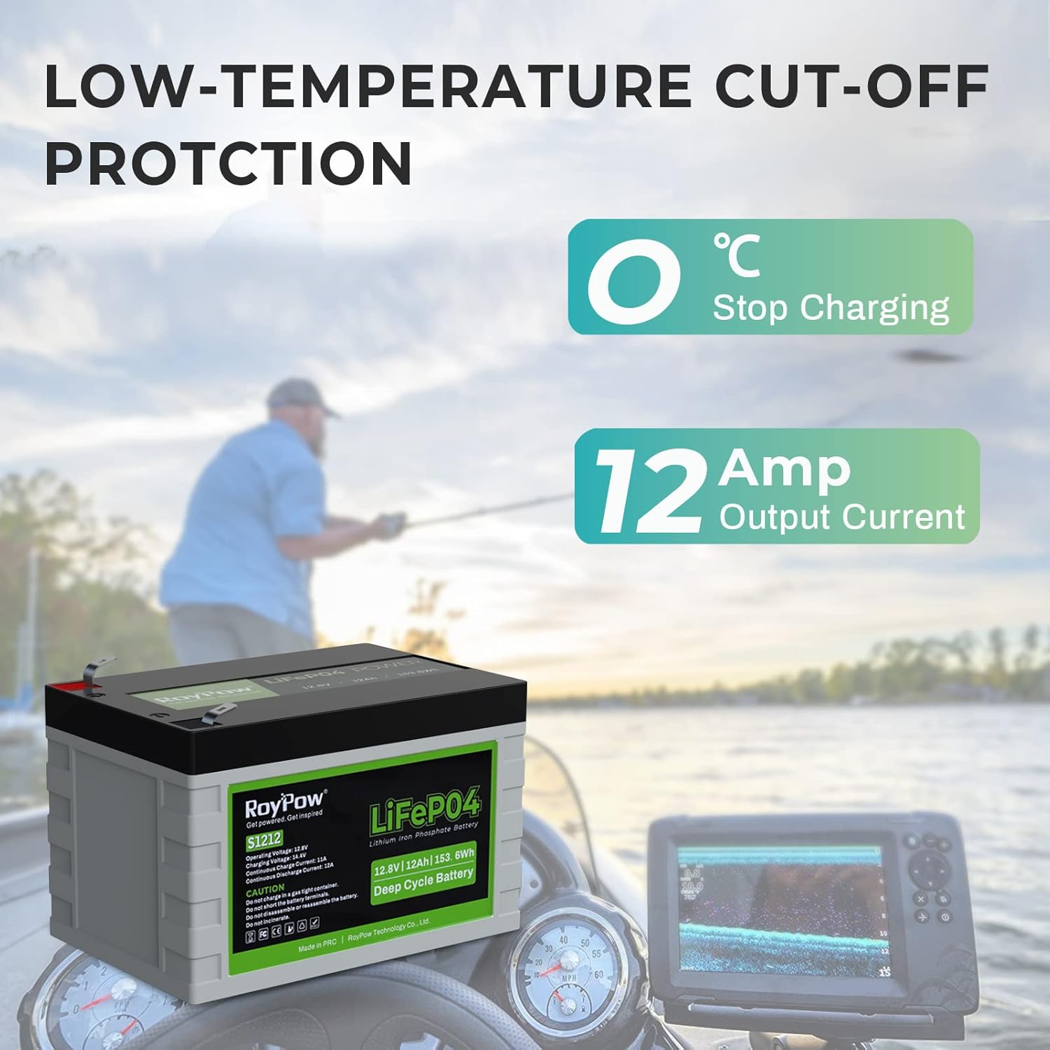 12V 12Ah Deep Cycle LiFePO4 Battery, Pack of 2 W17697