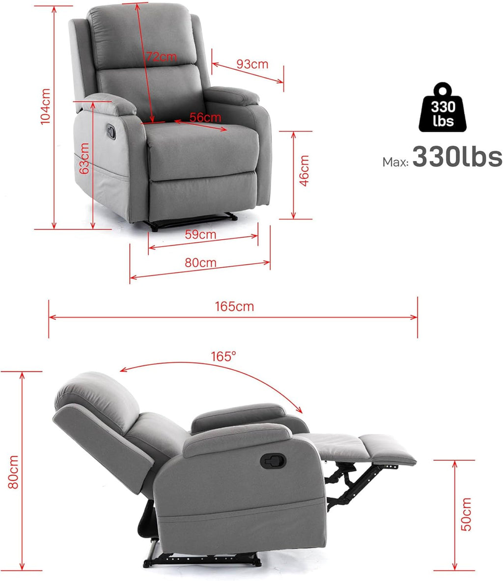 Leather Recliner Chair with Adjustable Backrest E9079