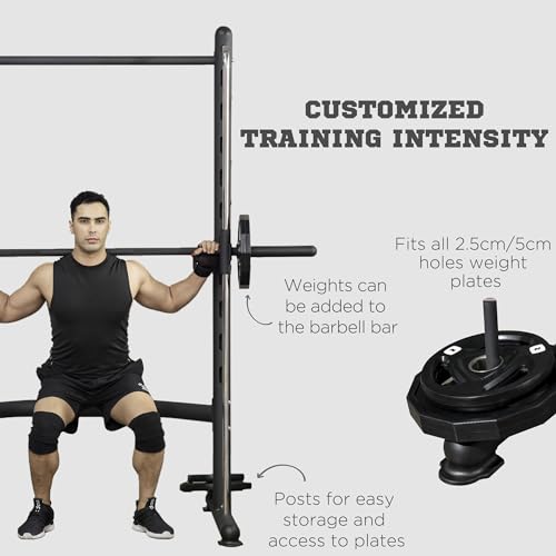 Black Adjustable Power Rack with Pull-Up Bar Z296