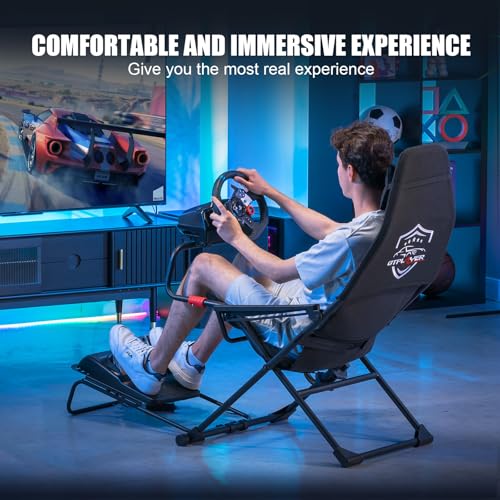 Black Foldable Adjustable Sim Racing Cockpit G37660