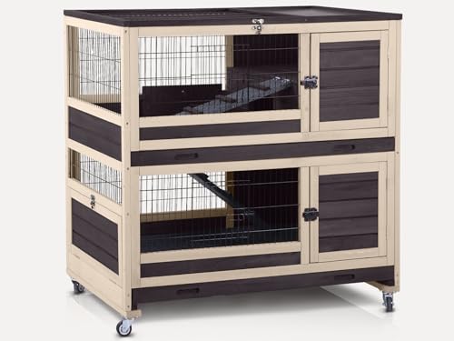 Grey Guinea Pig Cage with Wheels and 6 Access Doors Y12344