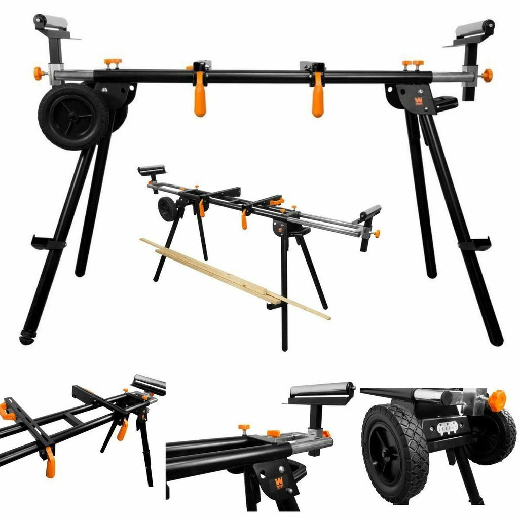 Collapsible Rolling Miter Saw Stand with 3 Onboard Outlets R524
