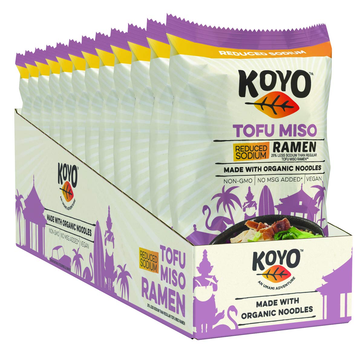 Tofu Miso Ramen Soup, Reduced Sodium, Organic Noodles, No MSG, No Preservatives, Vegan, 2.1 oz (12 Pack) V12031