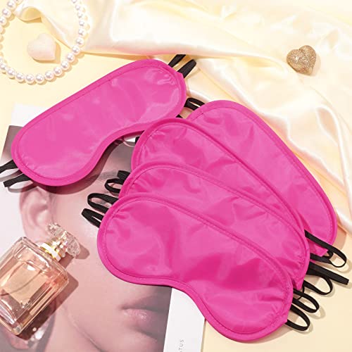100 Pieces Pink Silk Sleep Eye Mask with Adjustable Elastic Strap D299