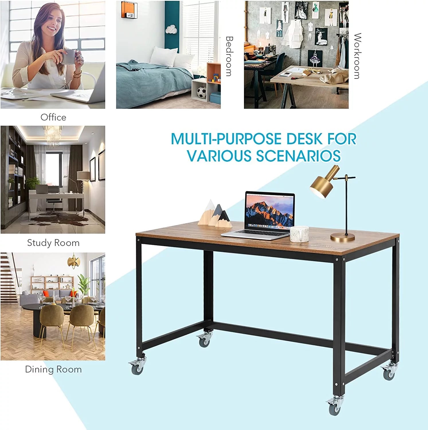 Mobile Rolling Desk with 4 Wheels L5562