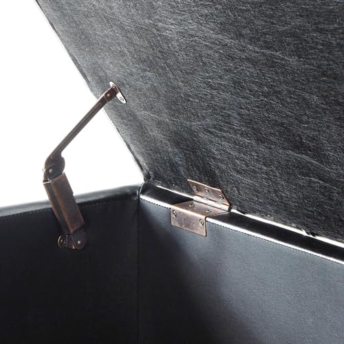 Gray Velvet Storage Ottoman Bench with Armrest E716805