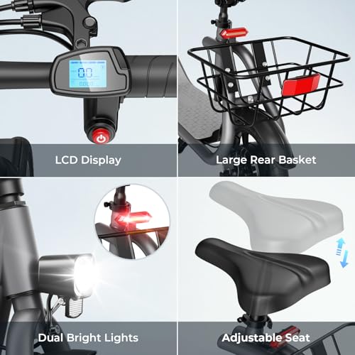 Electric Scooter with Seat, Foldable E-Scooter, Dual Disc Brakes F225