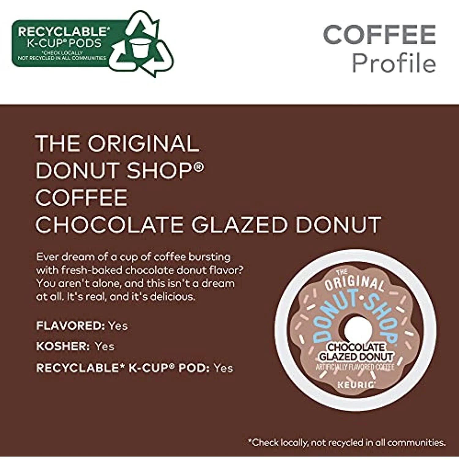 Chocolate Glazed Donut Medium Roast Coffee K-Cup Pods, 96 Count K98997