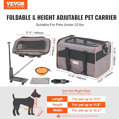 Airline Approved Expandable Rolling Pet Carrier with Telescopic Handle F633