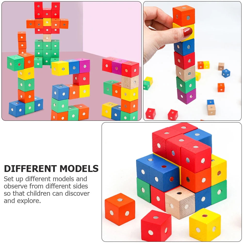 90 Pcs Wooden Magnet Building Blocks Q7925