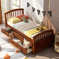 White Solid Wood Twin Platform Bed with 6 Drawers P664085