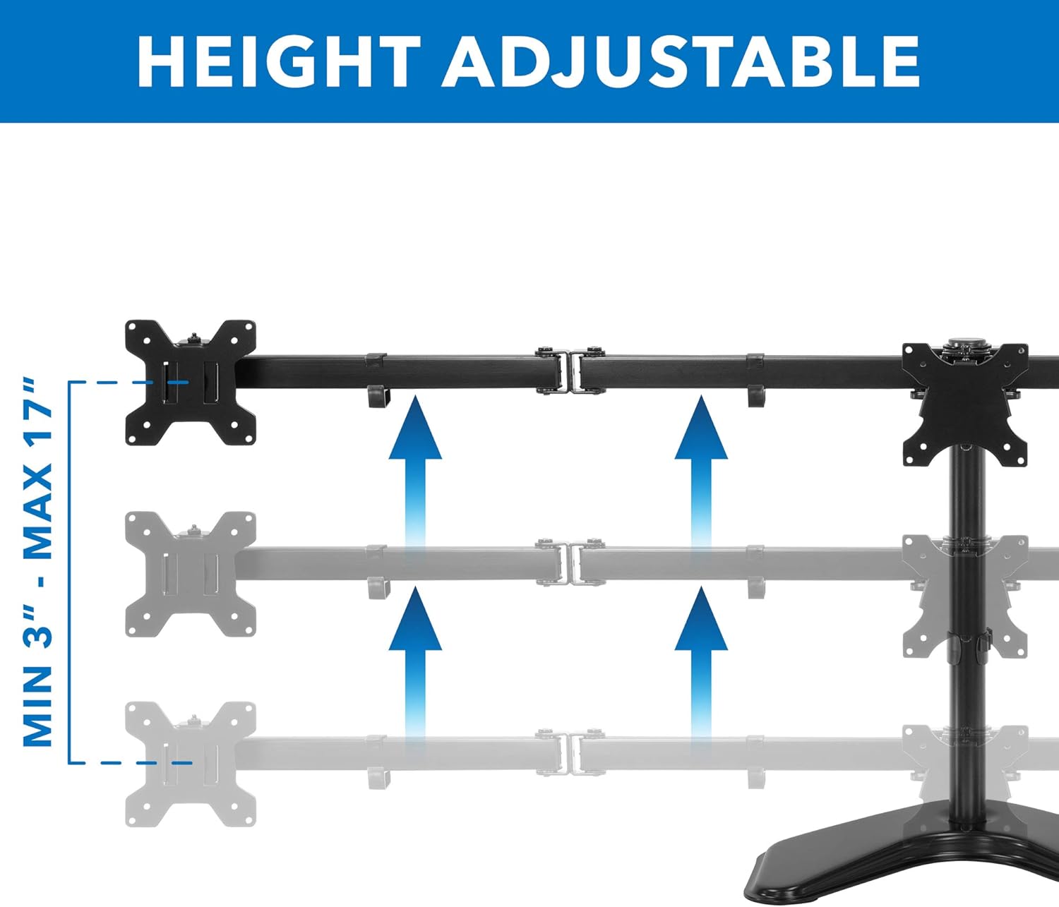 Triple Monitor Stand Freestanding Computer Desk Mount for 27 Inch Monitors VESA 75 100 M2378