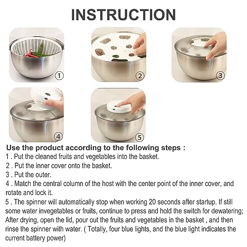 5L Stainless Steel Electric Salad Spinner D47417