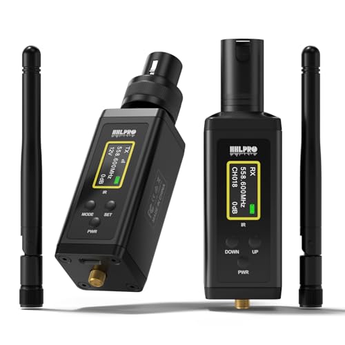 UHF Wireless XLR Transmitter and Receiver with Dual Antennas, Plug-on Wireless Mic Adapter P954737