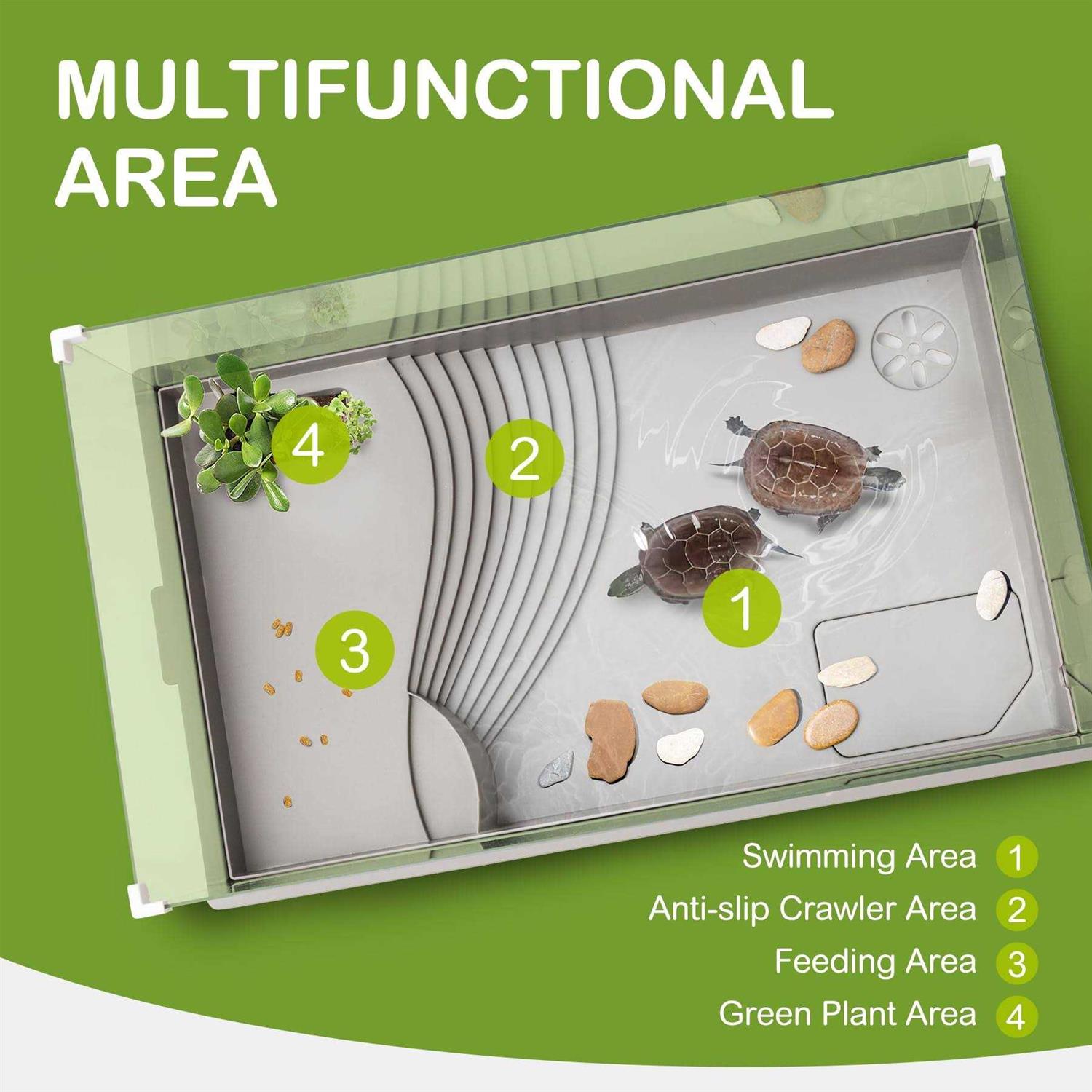 Acrylic Aquatic Tortoise Aquarium Starter Kit with Multi-Function Area D6228