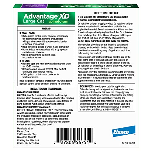 Large Cat Flea Prevention Treatment, 4 Topical Doses A2795