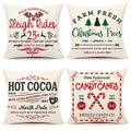 Red White 18x18 Set of 4 Christmas Throw Cushion Case F338