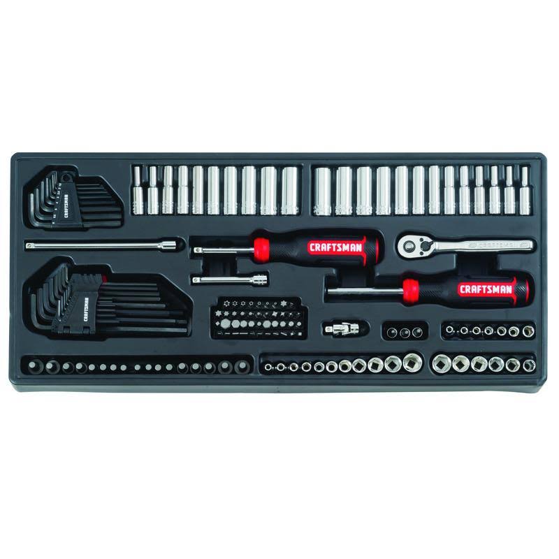 1/4, 3/8 and 1/2 in. Drive Metric and SAE 6 and 12 Point Mechanic's Tool Set 308 pc. E279