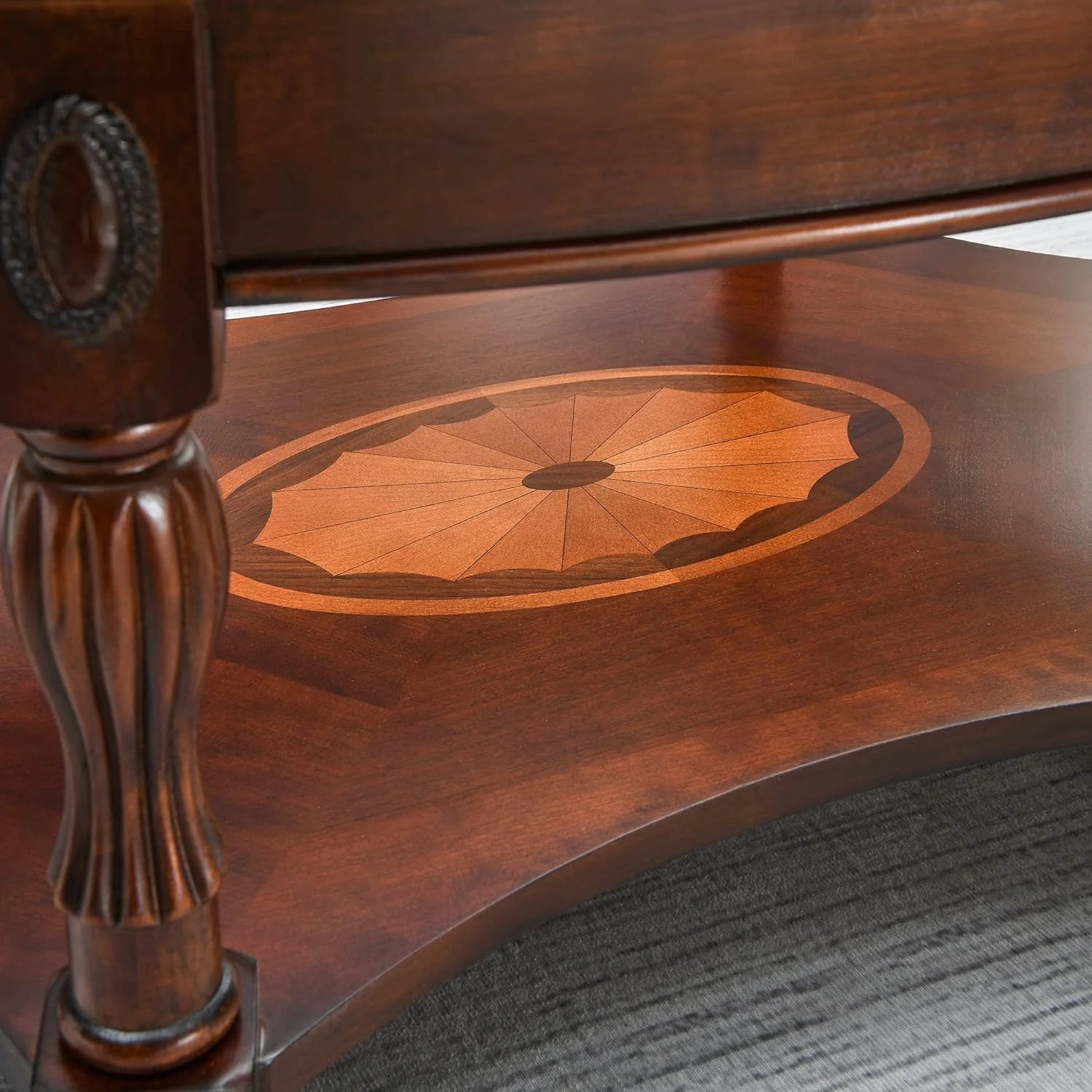Solid Wood Coffee Table With Glass Top F31667