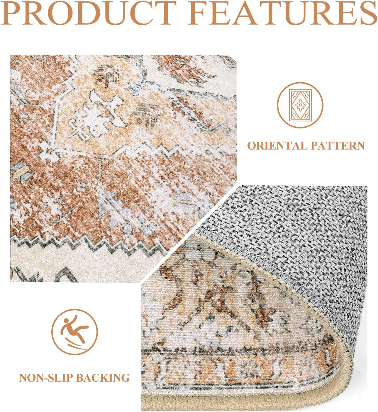 6Ft Washable Round Non-Slip Area Rug O3384