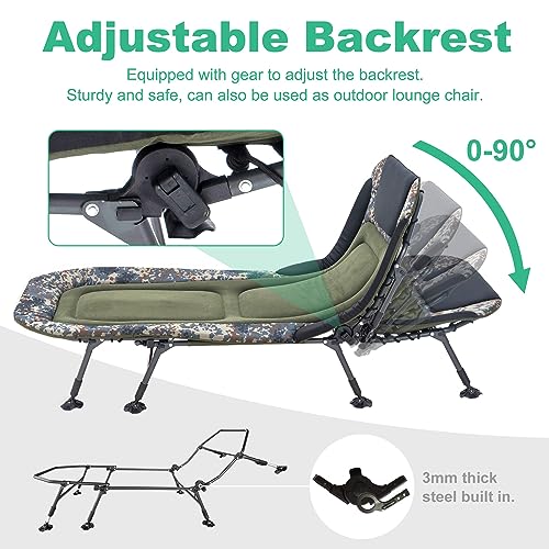 Oversized Folding Camping Cot with Mattress and Carry Bag, Green B339