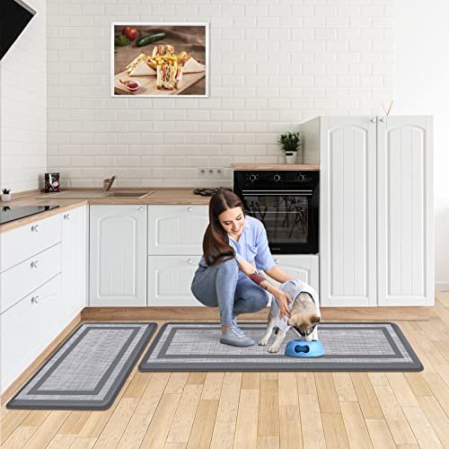 2 PCS Black and Gray Anti-Fatigue Kitchen Mat W774954