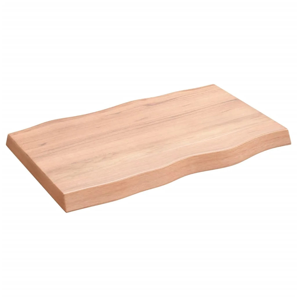 Treated Solid Wood Live Edge Table Top Light Brown 31.5"x19.7"x(0.8"-2.4") N478