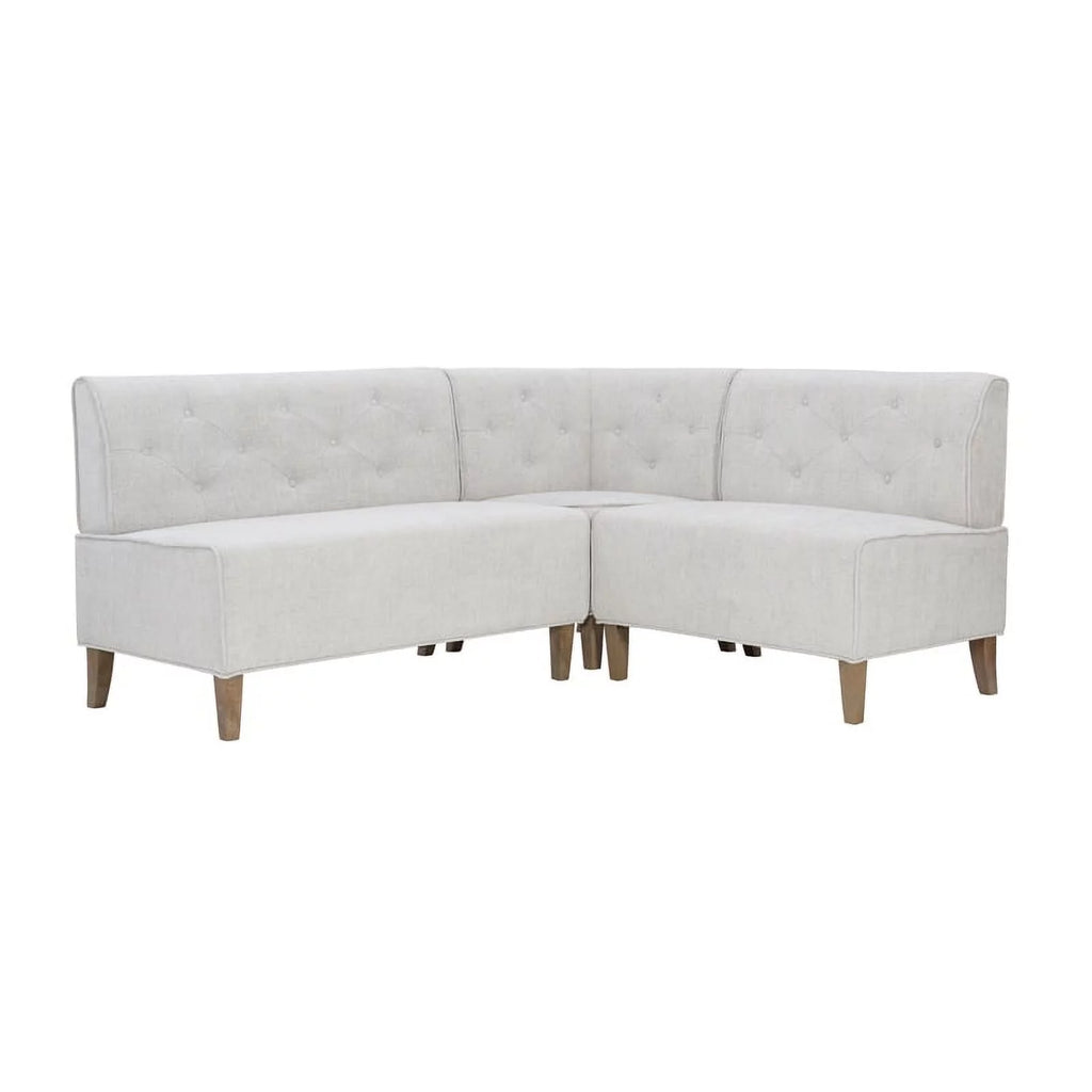 Light Grey Wood Upholstered Corner Nook Bench S131