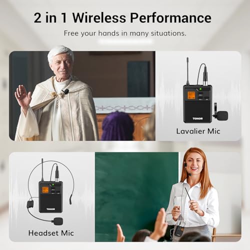 UHF Wireless Microphone System with Headset and Lapel Mics, Bodypack Transmitter, Receiver, 2x15 Channels B37841