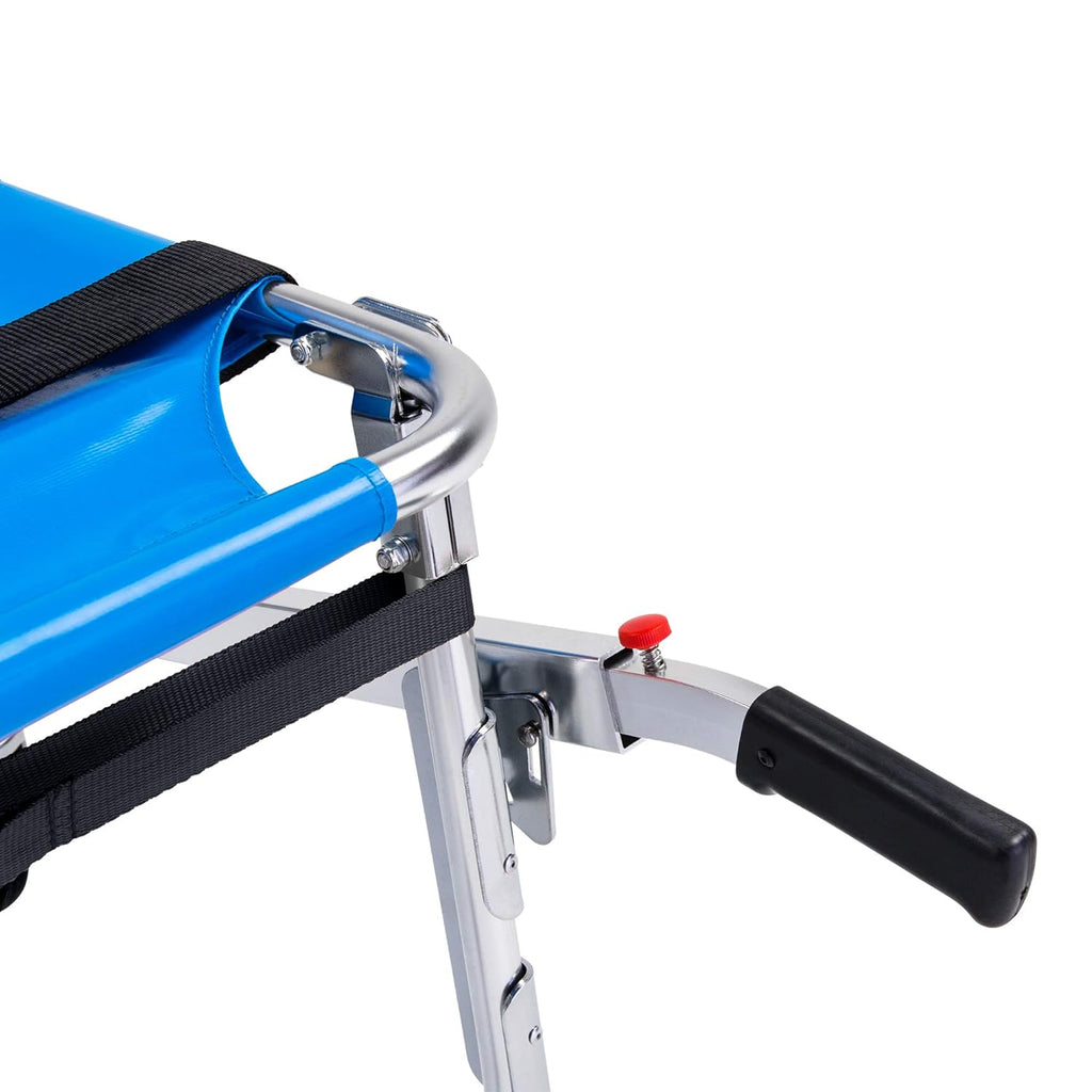 Blue Foldable Aluminum Stair Chair with Patient Restraint Straps 350 lbs Capacity 36″ x 21″ x 28″ L10745