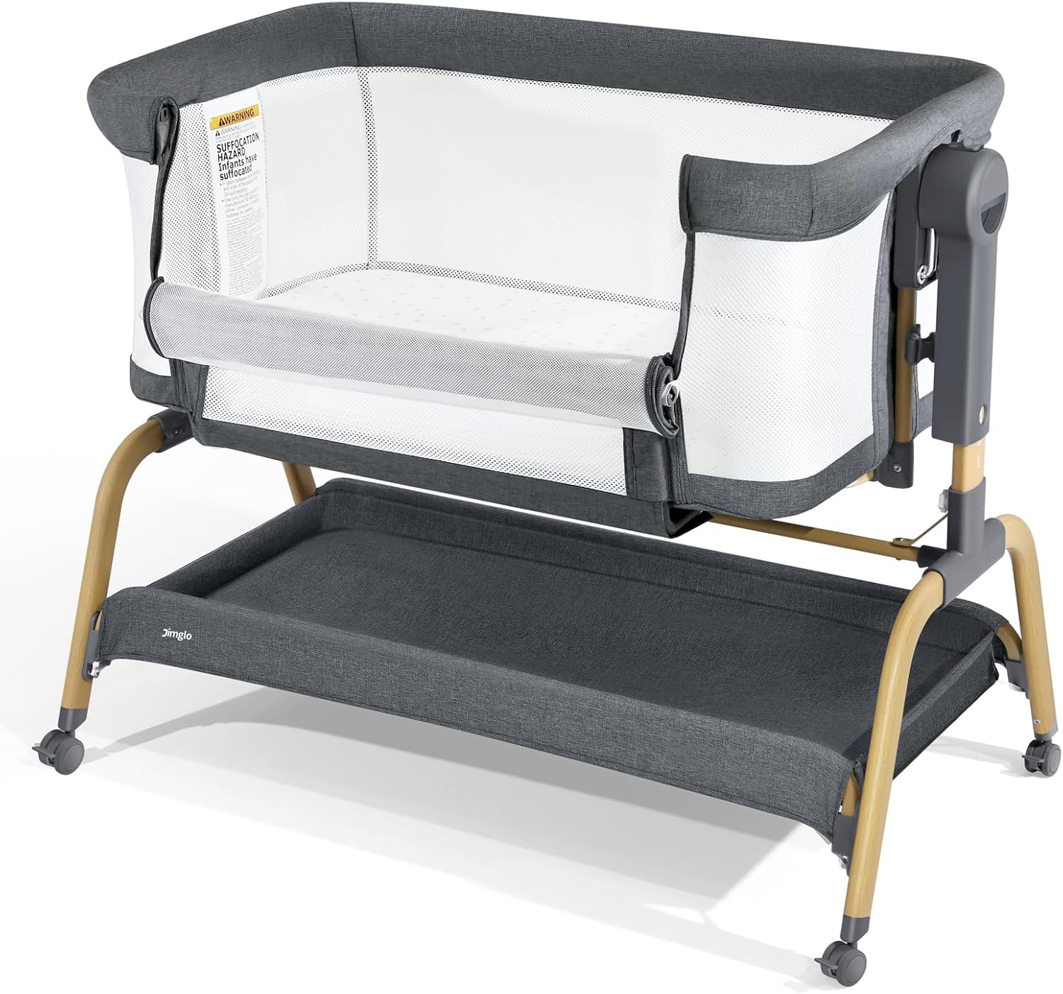 3 in 1 Baby Bassinet with Storage Basket and Wheels T575