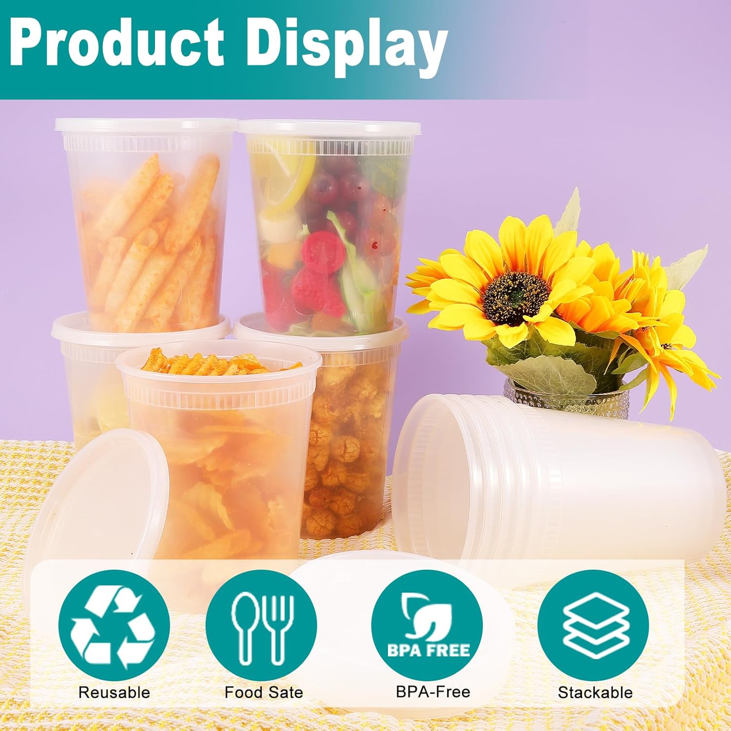 32oz Plastic Deli Containers with Lids H8806