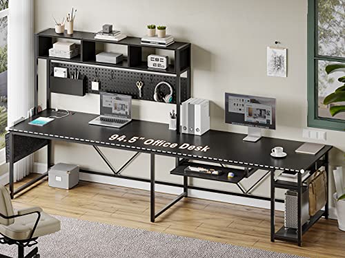 Black L Shaped Gaming Desk with Power Outlet and Pegboard U905