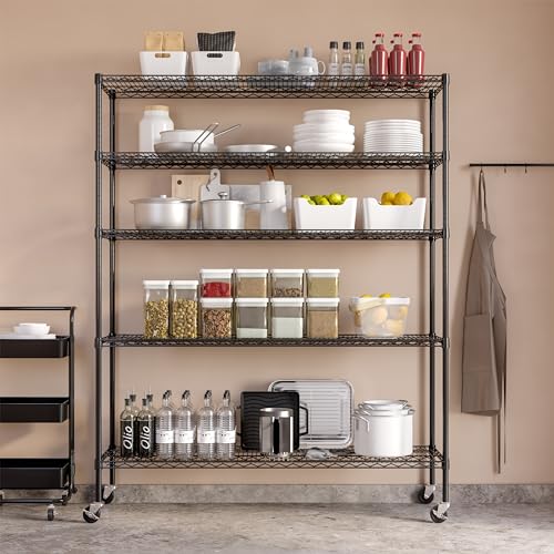 Black 5-Tier Solid Steel Wire Rack Storage Unit O60902