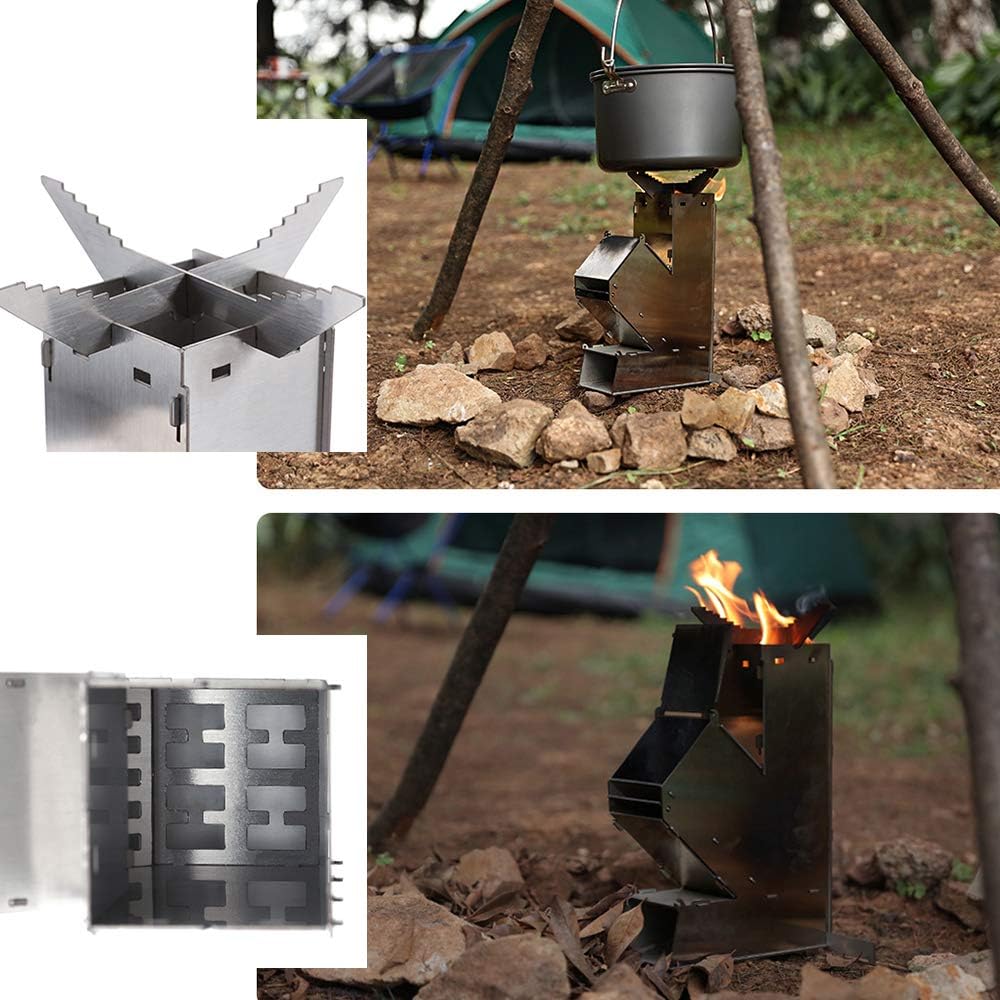Collapsible Stainless Steel Wood Burning Camping Stove D4933