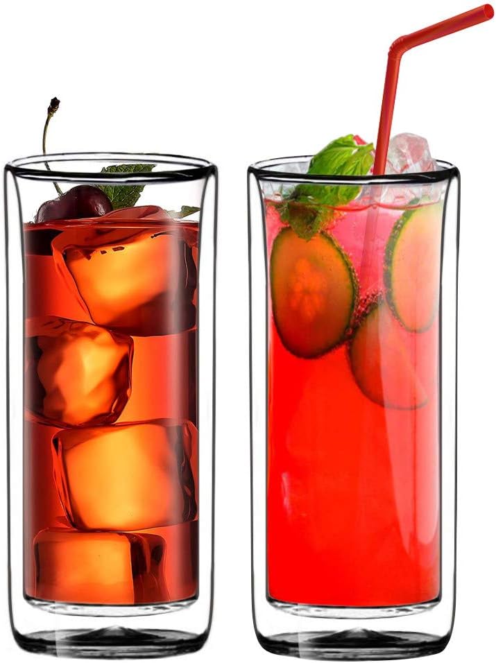 Set of 2 20oz Double Wall Insulated Glass Tumbler B7415