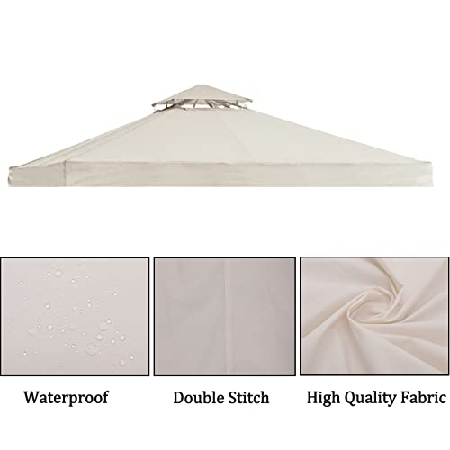 Beige 10x10 FT Gazebo Canopy Replacement Cover with Air Vent O5821