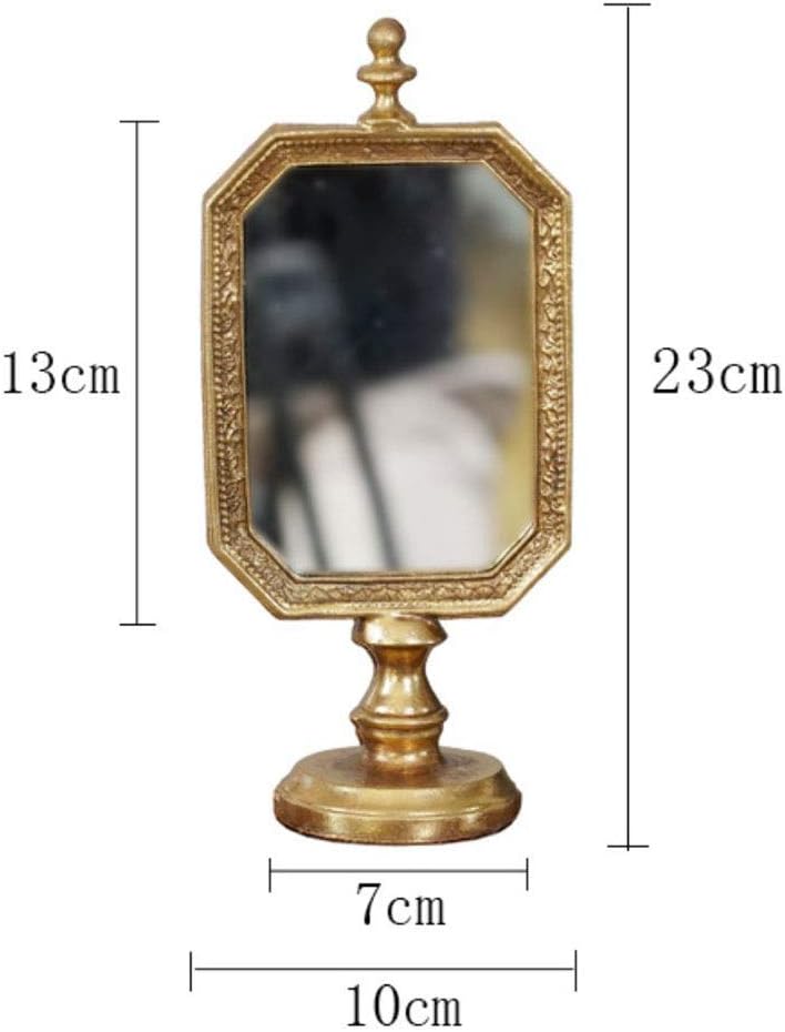 Retro Golden Handmade Desktop Makeup Mirror 4x9 Inches A45782