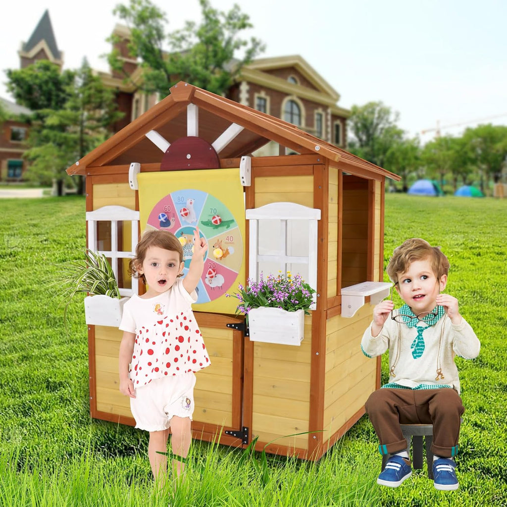 Wooden Playhouse with Working Door and Windows F74734